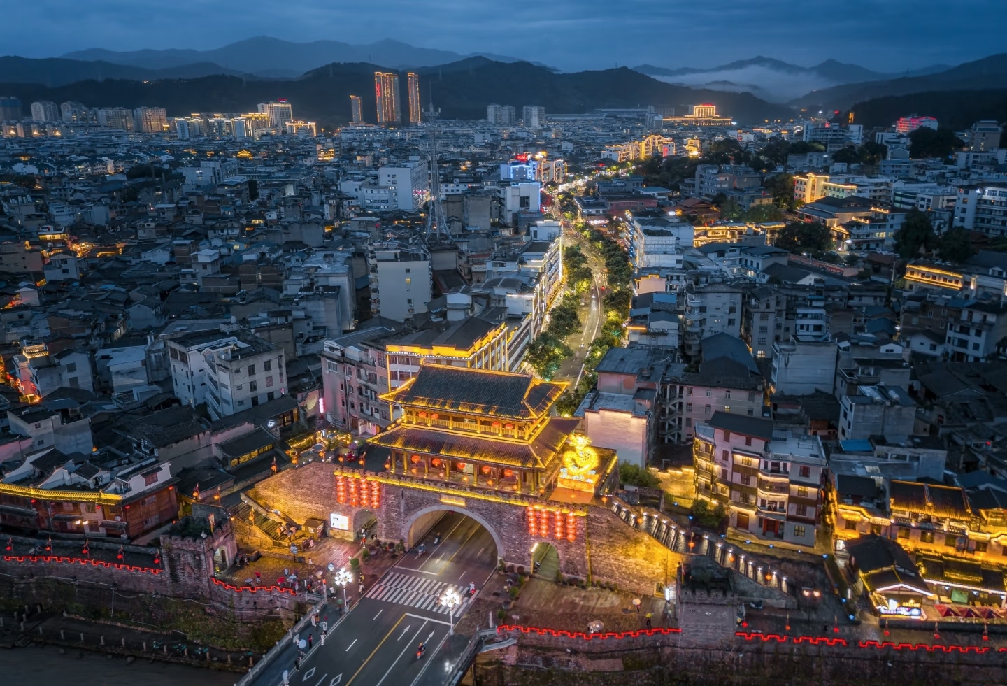 长汀古城全景